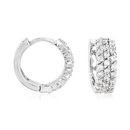 Ross-Simons 0.70 ct. t.w. CZ Triple-Row Huggie Hoop Earrings in Sterling Silver