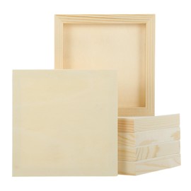 sourcing map 6 Pack Wood Canvas Boards, 6x6 Inch Art Canvases Square Unfinished Wood Panel for Painting, Crafts, DIY Projects, Pouring Art