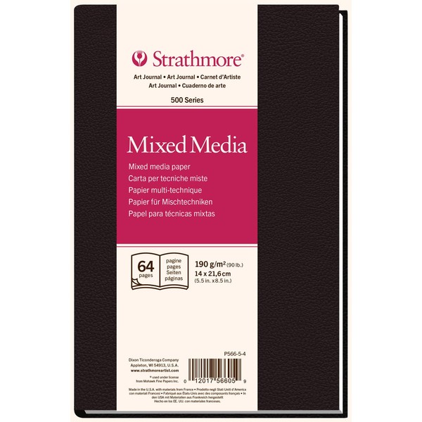 Strathmore 566-5 500 Series Hardbound Mixed Media Art Journal, 5.5" x 8.5", White, 32 Count