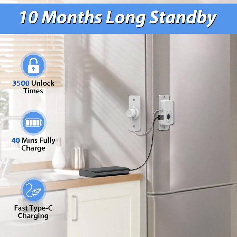 Keylesslife Fingerprint Fridge Lock,Child Proof Refrigerator Lock for Kids with