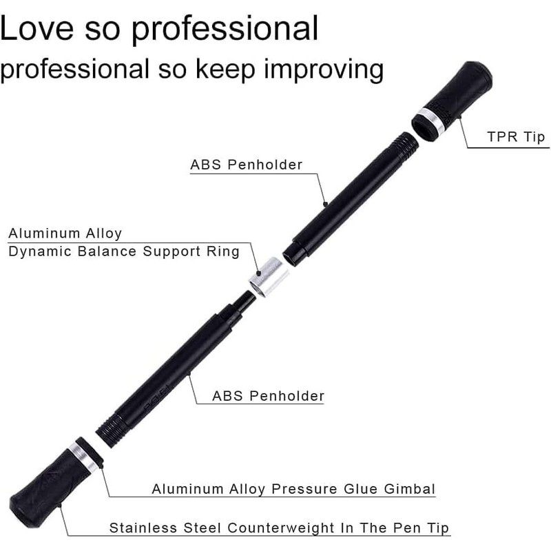 Black Finger Pen Spinning Mod Gaming Spinning Pen with Weighted