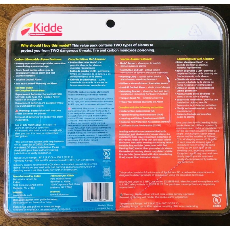 KIDDE CARBON MONOXIDE & 💭 SMOKE ALARM 🚨Value Pack! NEW!
