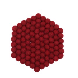 Grült Home Trivet - Felt Trivet for Cups, Pots, Pans and Cups, Hand-Felted in Nepal (Chestnut Red, Hexagonal 20 cm)