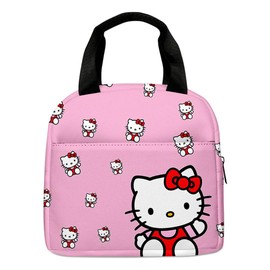 LKNBIF Hellokiitty Lunch Bag, Thermal Bag Cartoon Insulation Bag Anime Tote Cooler Box Reusable Lunch Bag Tote Bag for Kids Portable Lunch Box Food Storage Bag for Picnic Camping School Travel