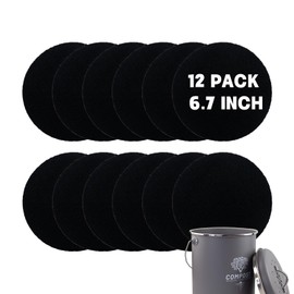 12 Pack - 6.7 Inch Round Compost Bin Charcoal Filters,Extra Thick Activated Carbon Charcoal Filters for Longer Lasting Odor Control, Fits Countertop and Home Bucket Kitchen Compost Bins (Refill)​