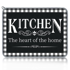 18 x 24 Inches Buffalo Plaid Dish Drying Mat Elegant Dishes Pad Kitchen Mat Absorbent Reversible Dish Drainer Rack Mats Absorbent Kitchen Is the Heart of the Home Dish Rack Pad (Plaid Style)