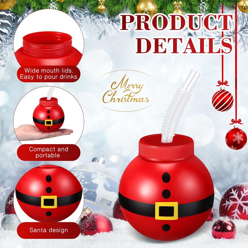 Sliner 12 Pcs Christmas Santa Bulb Cups with Lid and