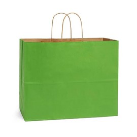 NWP Apple Green Recycled Kraft Paper Shopping Bags - Vogue Size - 16 x 6 x 12in. - Pack of 25