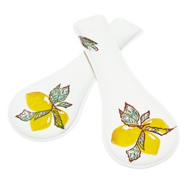 Lashuma 2 x Spoon Rests for Cooking Spoons, Spoon Holder Large 27 x 10 cm, Cutlery Tray Yellow Lemon