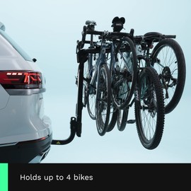 Ride KAC S4 Hitch Mounted 4-Bike Suspension Rack, Quick Release Handle, Double Folding, Smart Tilting Design, RV Use Prohibited, 2" Hitch