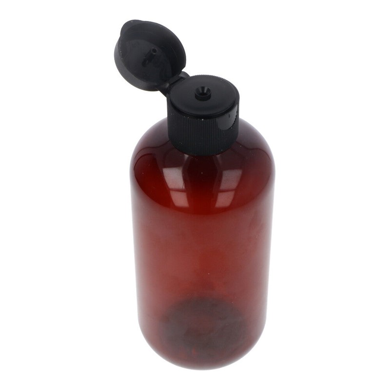 DIY Container Amber Short PET Plastic Bottle with Black Flip