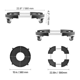 440lbs Weight Capacity Trash Can Dolly 4 Lockable Wheels 2 Packs 15-22.8 Adjustable Hea Roller Base Product Category DolliesDefault: Default