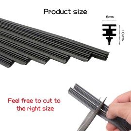 Yonput 4 Pieces Car Windshield Bracketless Wiper Rubber Filler Strip, 26 Inches Car Size Adjustable Wiper Substitution Rubber Strip, Suitable for Car Front Rear Windshield, Doors, Windows (Black)