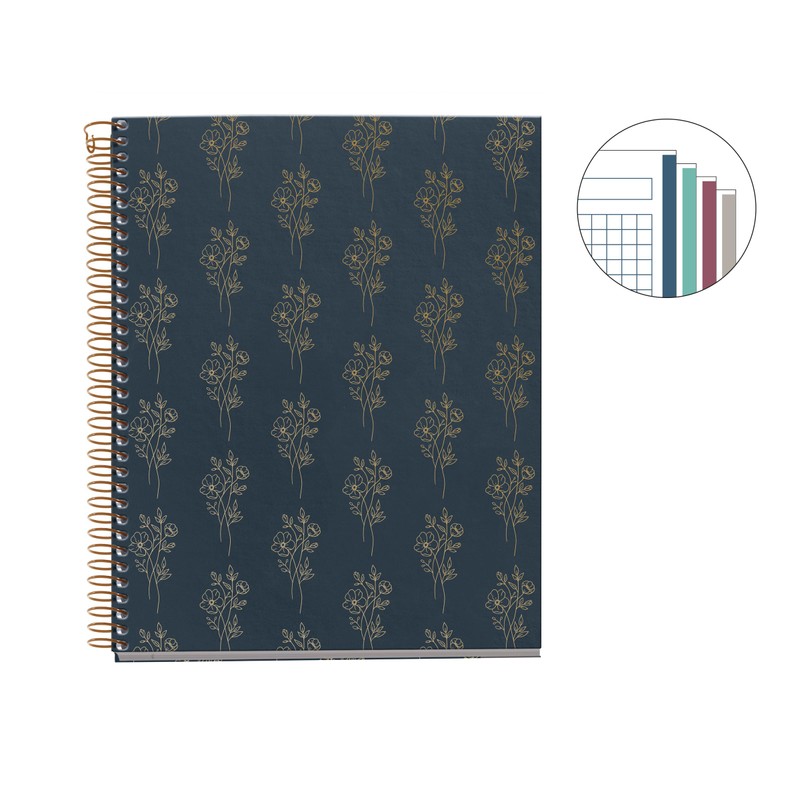 Michellius Notebook, A5, Squared, Ring Notebook, British Bouquet 4047
