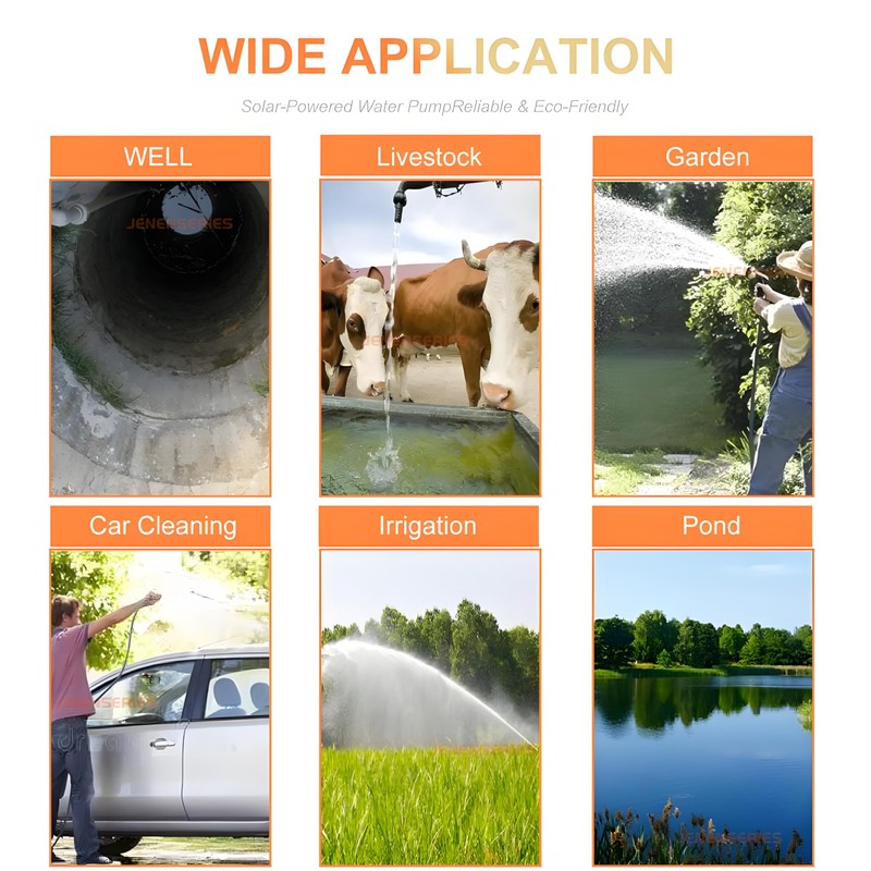JENENSERIES 150W 12V DC Solar Submersible Pumps, 2inch solar deep