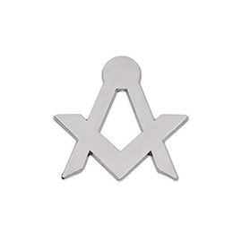 Simple Square & Compass Masonic Lapel Pin - [Silver][1'' Tall]