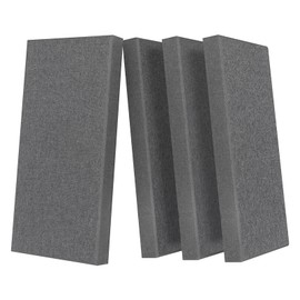UMIACOUSTICS 4 PCS Acoustic Panels with Hanging Brackets, 2” Thick Fiberglass Sound Proof Panels Removable for Studios, Office, Home Theater Wall- Charcoal Grey
