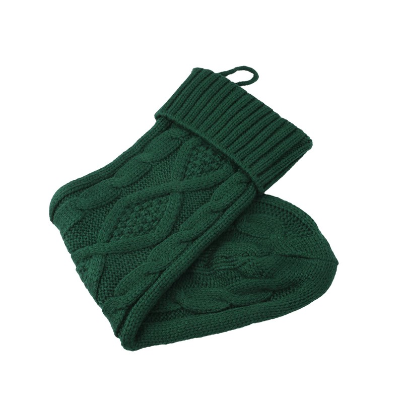 aoozleny Cable Knit Christmas Hanging Stockings Solid Color,2 PCS (Green)
