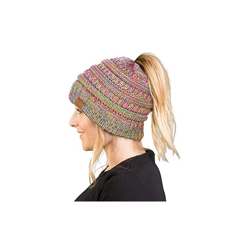 Funky Junque Gorro de cola de caballo con moño desordenado