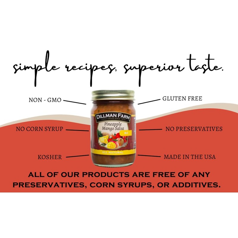 Dillman Farm Pineapple Mango Salsa - Gluten-Free, Non-GMO, Vegan, Kosher,