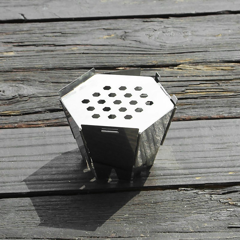 Mini Folding Stainlesss Steel Hexagon Wood Stove Portable Outdoor Camping