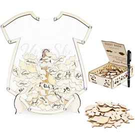 Jhua 83Pcs Baby Shower Guest Book Alternatives Set Baby Shower Guestbook with 80 Wood Slices Guest Book, Baby Shower Decorations for Birthday Party