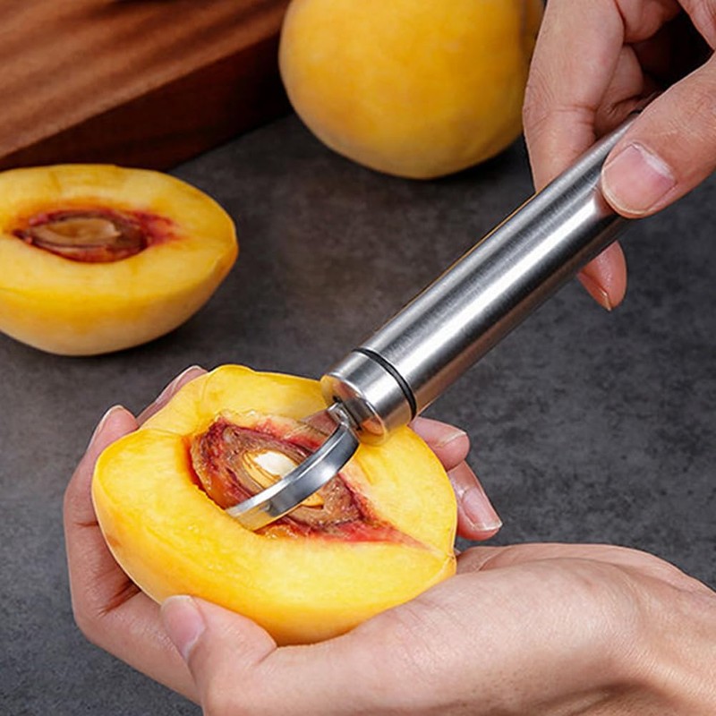 BESTonZON Peach Pitter 2pcs Stainless Steel Fruit Core Remover Fruit