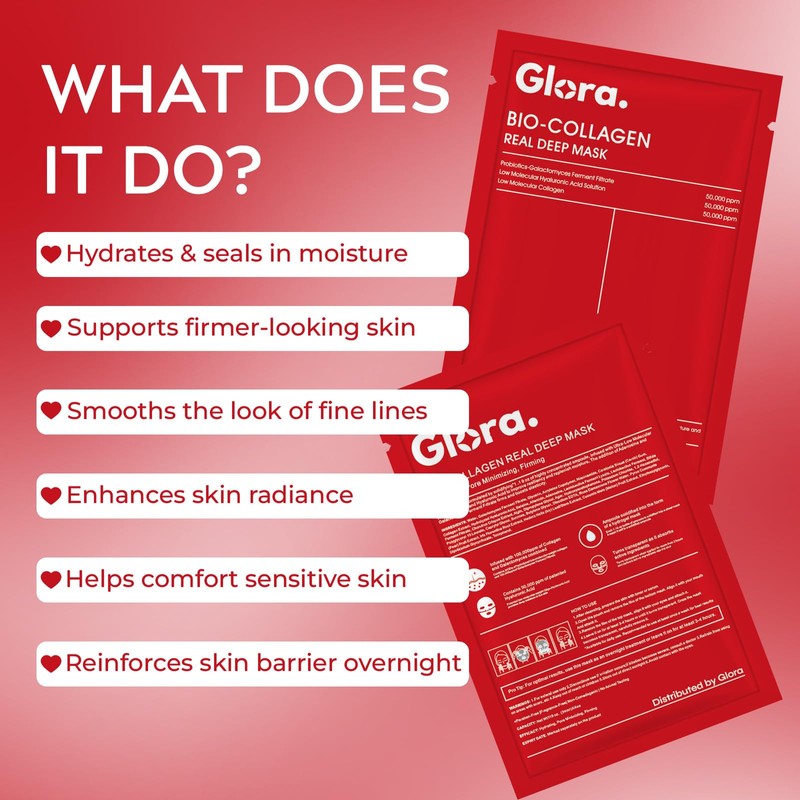 GLORA Bio collagen real deep mask 4 Pcs | Hydrogel
