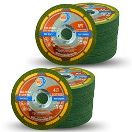 WA 100PACK - 4 1/2 inch Green Cutting Wheels for Metal & Stainless Steel Angle Grinder Cut-Off Disc Aggresive Cut Diameter (4½''X 7/8", 100PACK)