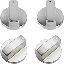 4PCS Cooktop Knobs,6mm Zinc Alloy D-Shaped Control Knob Oven Switch,Stainless Steel Gas Stove Control Knobs for Oven Cooktop Gas Stove, Compatible with General Oven,Stove,Range