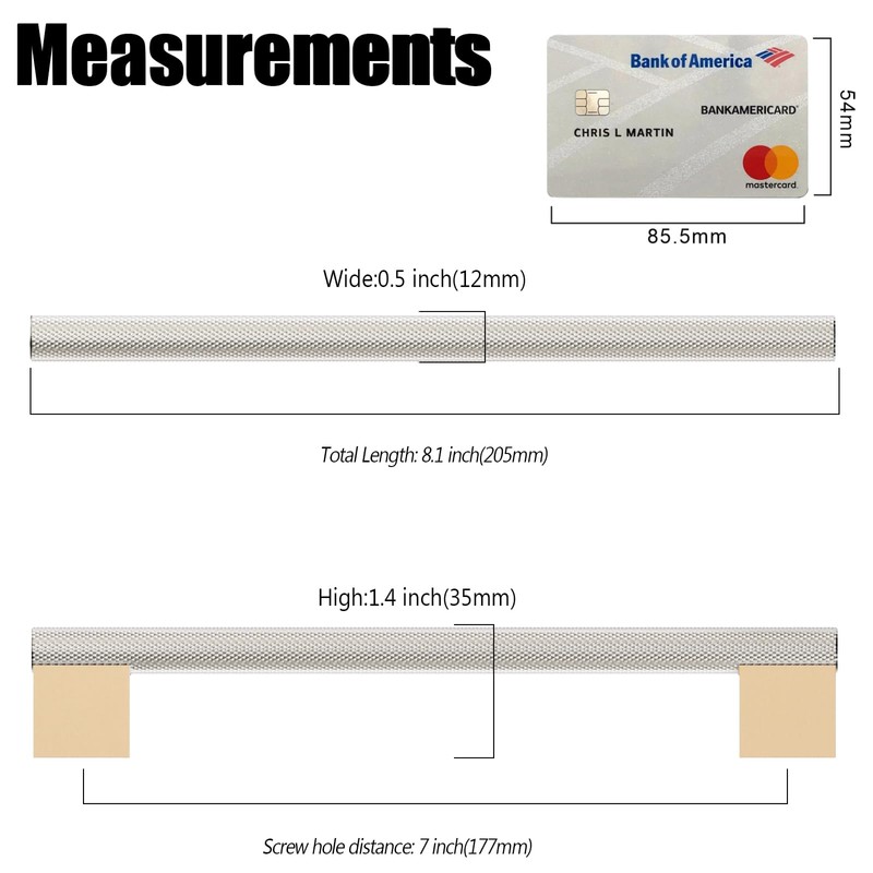 Coinkoly 10 Pack 7"(178mm) Gold and Brushed Satin Nickel Cabinet