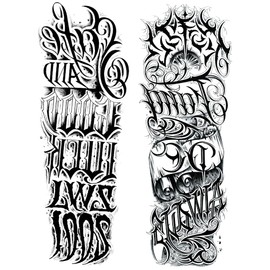 2 Sheets Temporary Tattoo for Men, Full Arm Temporary Tattoo, Tattoos Temporary Realistic Totem, Tattoos for Women, Fake Tattoos TQB267