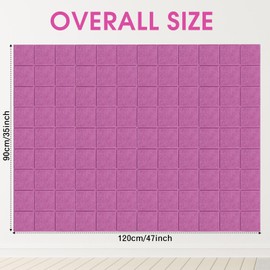 Honoson 12 Pack 48 x 36 Inches Large Cork Board Felt Wall Tiles with Safe Adhesive Large Decorative Vision Wall Board for Walls Home Office(Purple)