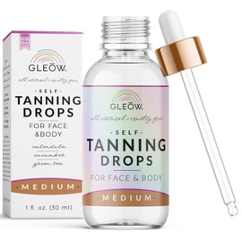 GLEOW- Gotas bronceadoras para rostro para agregar a la crema humectante - Gotas bronceadoras intermedias para rostro y cuerpo - Gotas bronceadoras rápidas