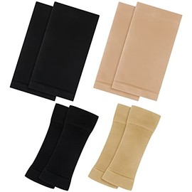 4 Pares Juego de Adelgazamiento de Brazos y Adelgazamiento de Muslos, Moldeadores de Brazo de Compresión Elástica Mangas Adelgazantes para Muslos para Mujeres Niñas (Negro, Desnudo)