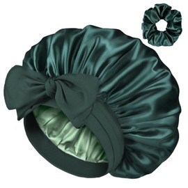 YANIBEST Double Layer Satin Silk Bonnet for Sleeping Hair Bonnet with Elastic Tie Band for Curly Hair Wig Caps Sage