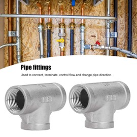 Conector adaptador en T Conector de manguera en T 2 piezas de acero inoxidable 316 NPT 1/2‑150T Accesorios de tubería de fundición roscados para manguera de válvula de ángulo, brazo de ducha de baño,