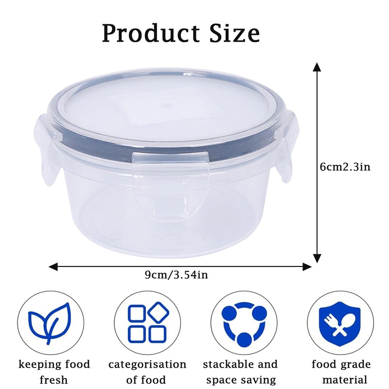 Shunshi 6 Pack Round Food Containers with Lids Airtight,Reusable Plastic