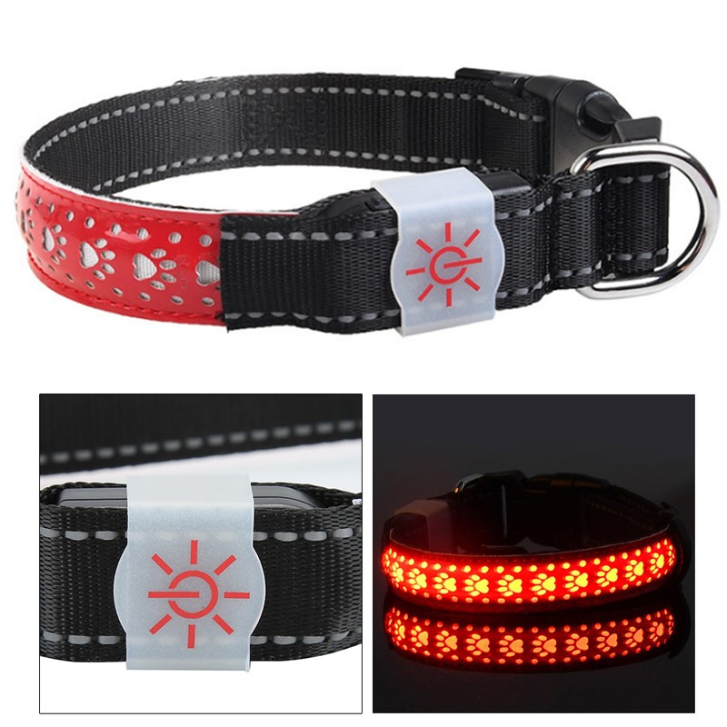 LED Pet Glowing Adjustable Safety Rechargeable Collar USB Charging for