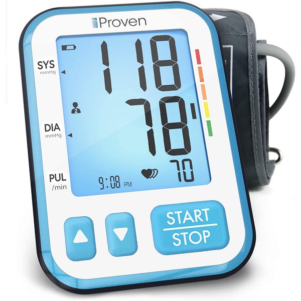 iProven Home Blood Pressure Monitor - Digital Blood Pressure Meter with Upper Arm Cuff - Large Screen with Backlight - 120-reading Memory (60x2 Users) - Batteries Included