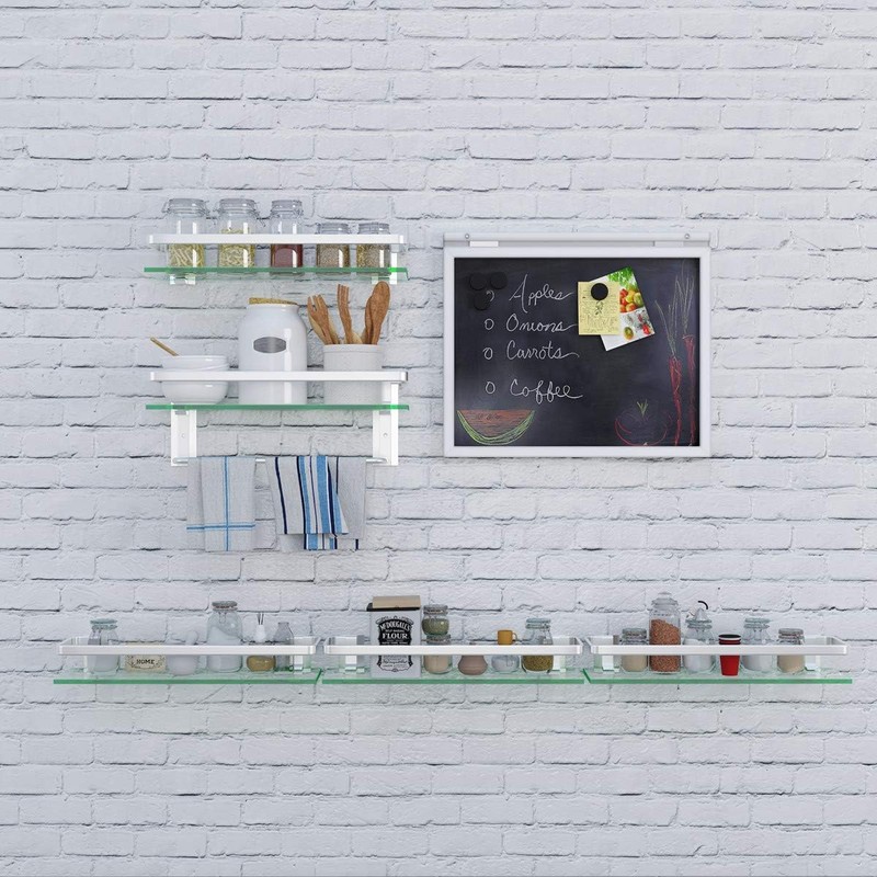 VOLPONE Glass Bathroom Shelf 15.7in Bathroom Shelf Wall Mounted Floating