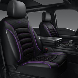 CAR PASS Comfortable 3D Foam Mesh Leather Car Seat Covers Front, Air Cool Mesh Breathable Front Seat Covers for Car, Universal for SUV Truck Sedan Automotive, Airbag Compatible,Black Purple