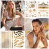 HOWAF 9 Sheets Gold Temporary tattoos, Gold Tattoos Temporary Metallic