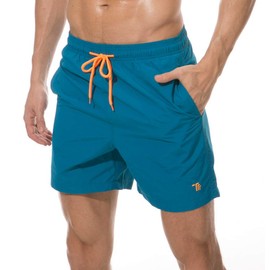 Rdruko Men's Quick Dry Swim Shorts Swim Trunks Mens Bathing Suits with Mesh Lining(Peacock Blue, CA L)