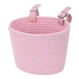 Bike Basket for Girls, Front Detachable Woven Bicycle Basket Little Boys BalanceTricycle for Women Kids Wicker Round Electric Bike Basket (ms-Pink)