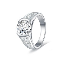 Moissanite Engagement Rings for Women - 925 Sterling Silver D-color VVS1 8mm 2CT Moissanite Wedding Band Promise Rings Jewelry Gifts (8)