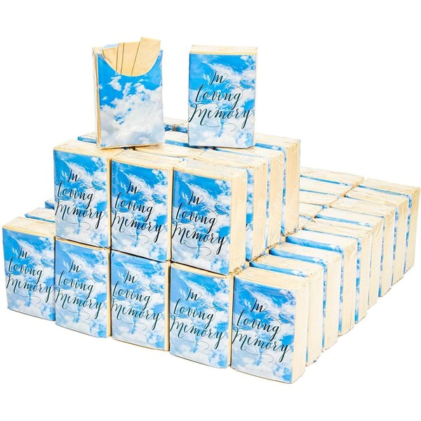60 Pack Funeral Facial Tissues for Guests, Pocket Size Memorial Service Favors, In Loving Memory