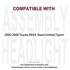 2PCS Headlights Assembly For 2006 2007 2008 Toyota RAV4 Base Limited Sport SUV Headlights Replacement Halogen Chrome Housing Amber Reflector