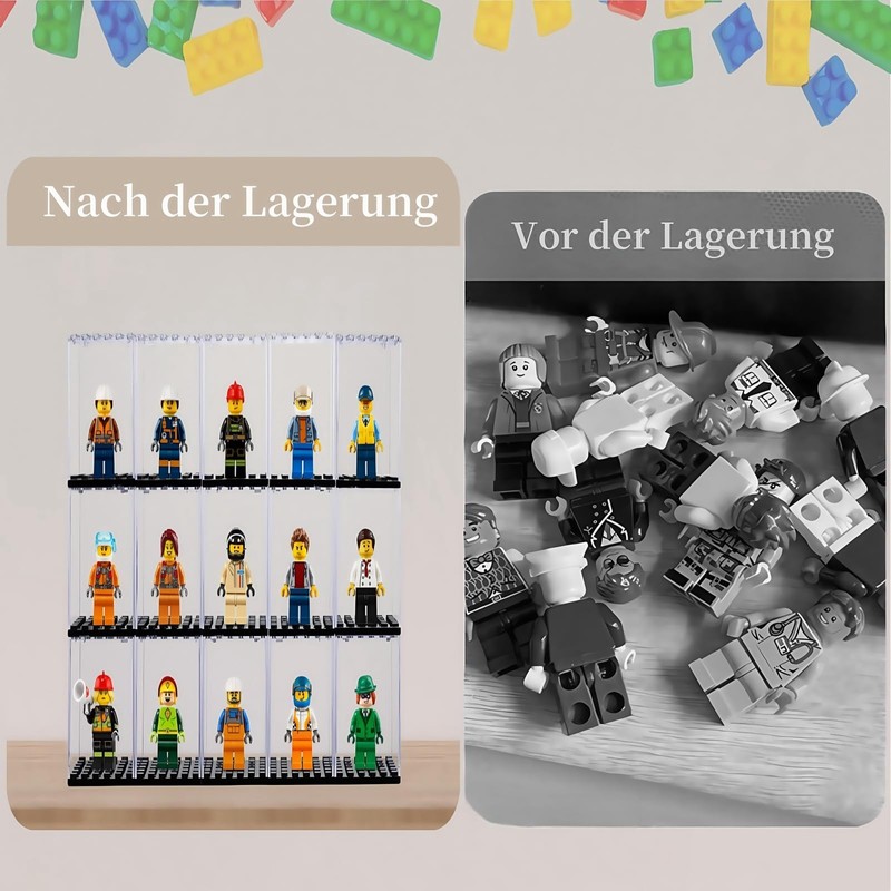 Pack of 12 Mini Figure Display Cabinets, Acrylic Display Case