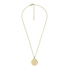 Fossil Necklace for Women Sadie, Length: 406.40mm+50.80mm, Width: 20.6mm, Height: 20.6mm Gold Stainless Steel Necklace, JF04382710